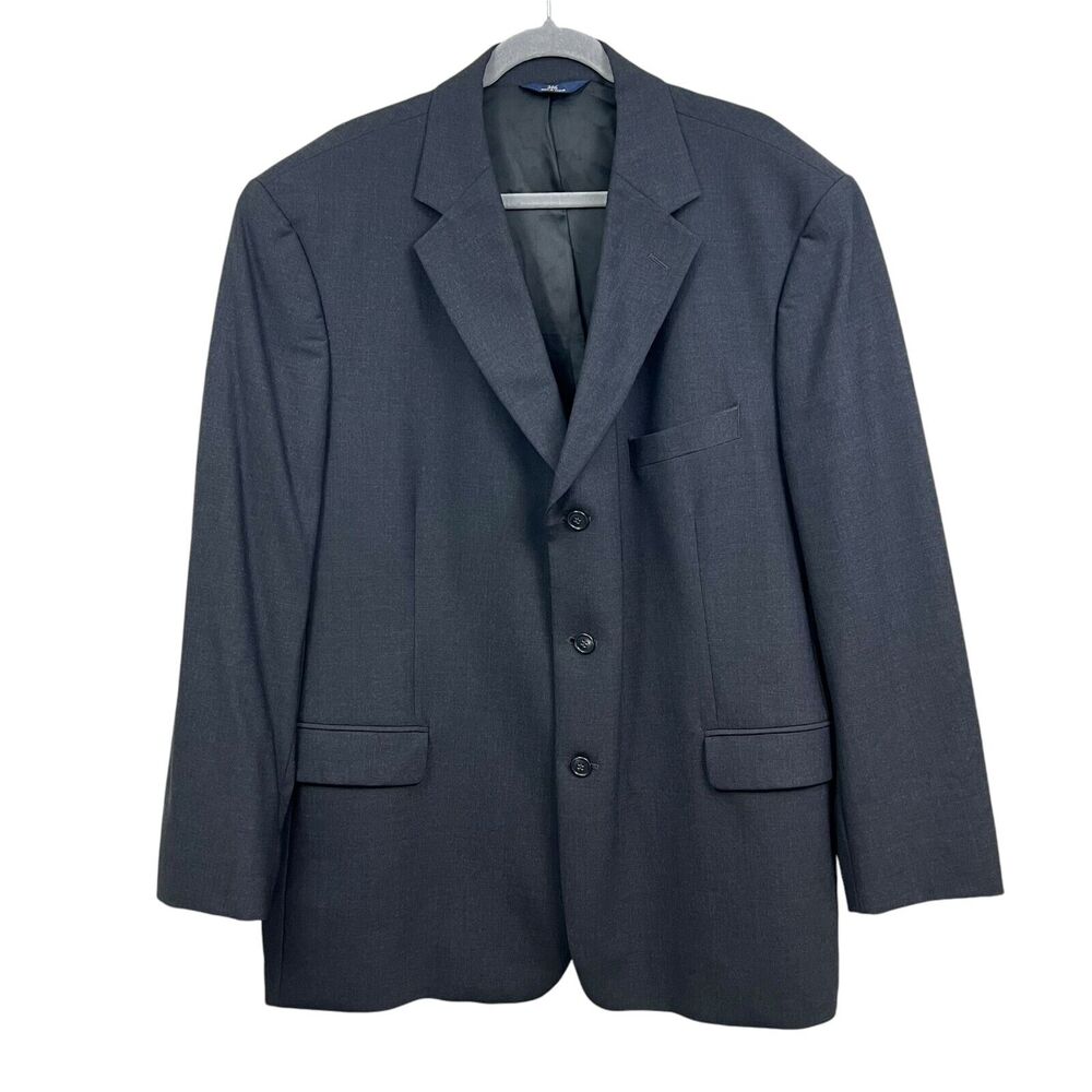 Brooks Brothers 346 Mens Wool Blazer Suit Notch Collar 3‎ Button Vented Gray 48R